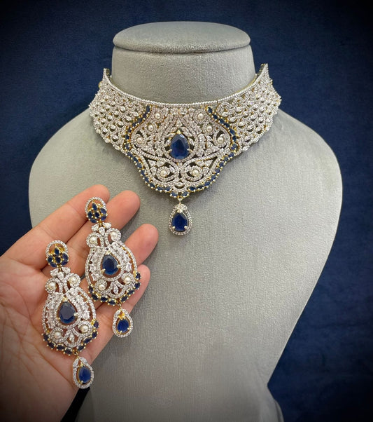 Premium Quality American Diamond Necklace with Earrings jewelry set , Indian Jewelry , Full Bridal Jewelry Set