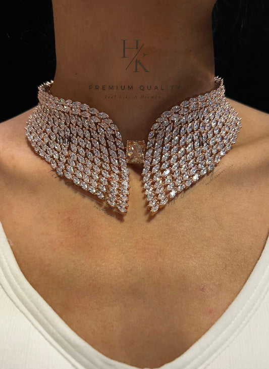Premium Quality Full Bridal American Diamond Necklace Set with Earrings Jewelry Set , Wedding jewellery , bridal jewellery