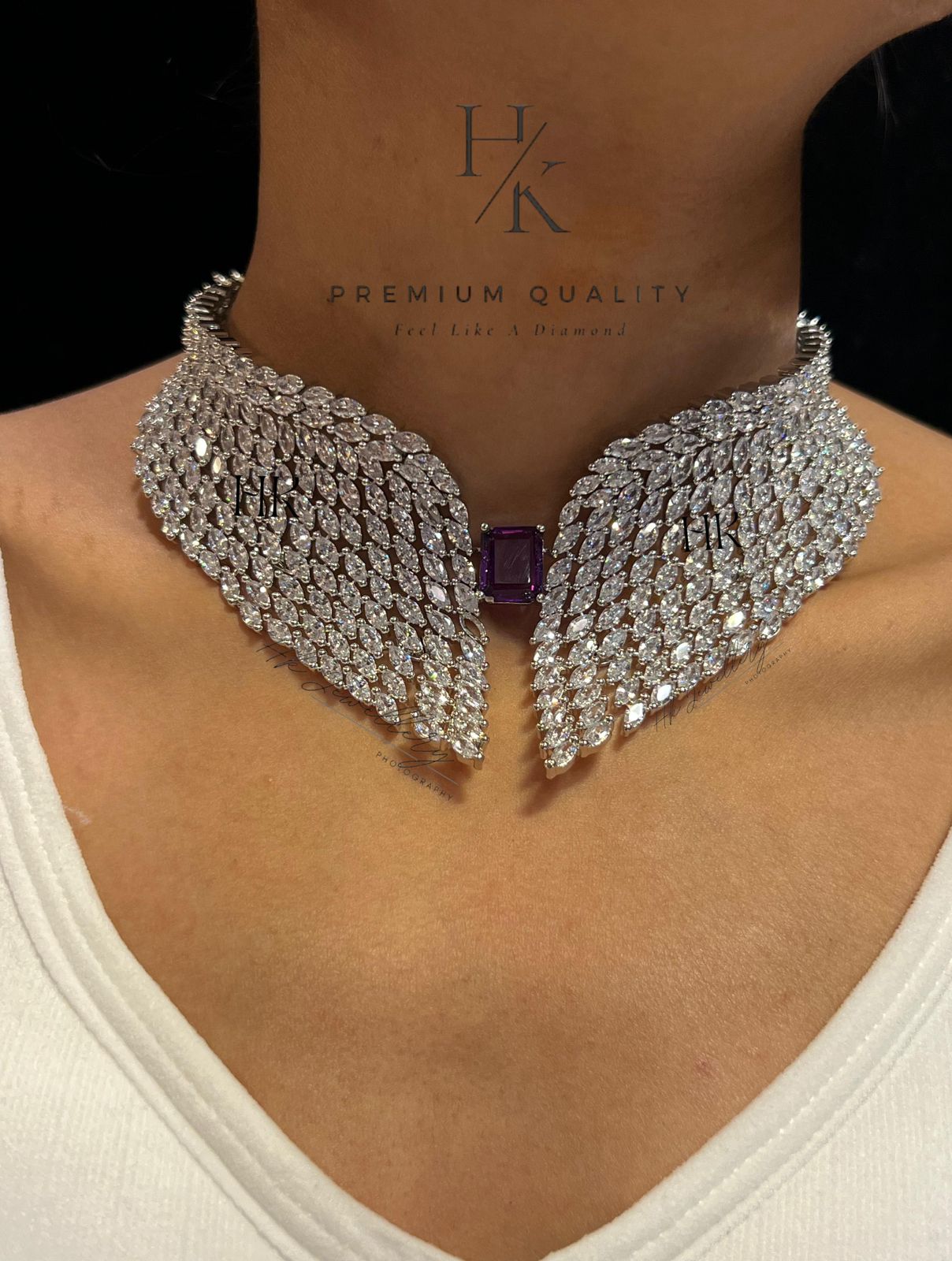 Bridal Diamond Choker Set American Diamond Choker Necklace Set