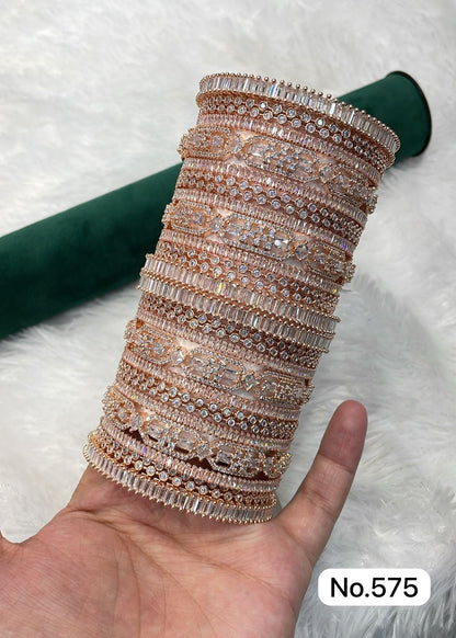 Premium Quality American Diamond Full Bridal Bangle Set, Bridal Bangle Set  , Wedding Jewelry