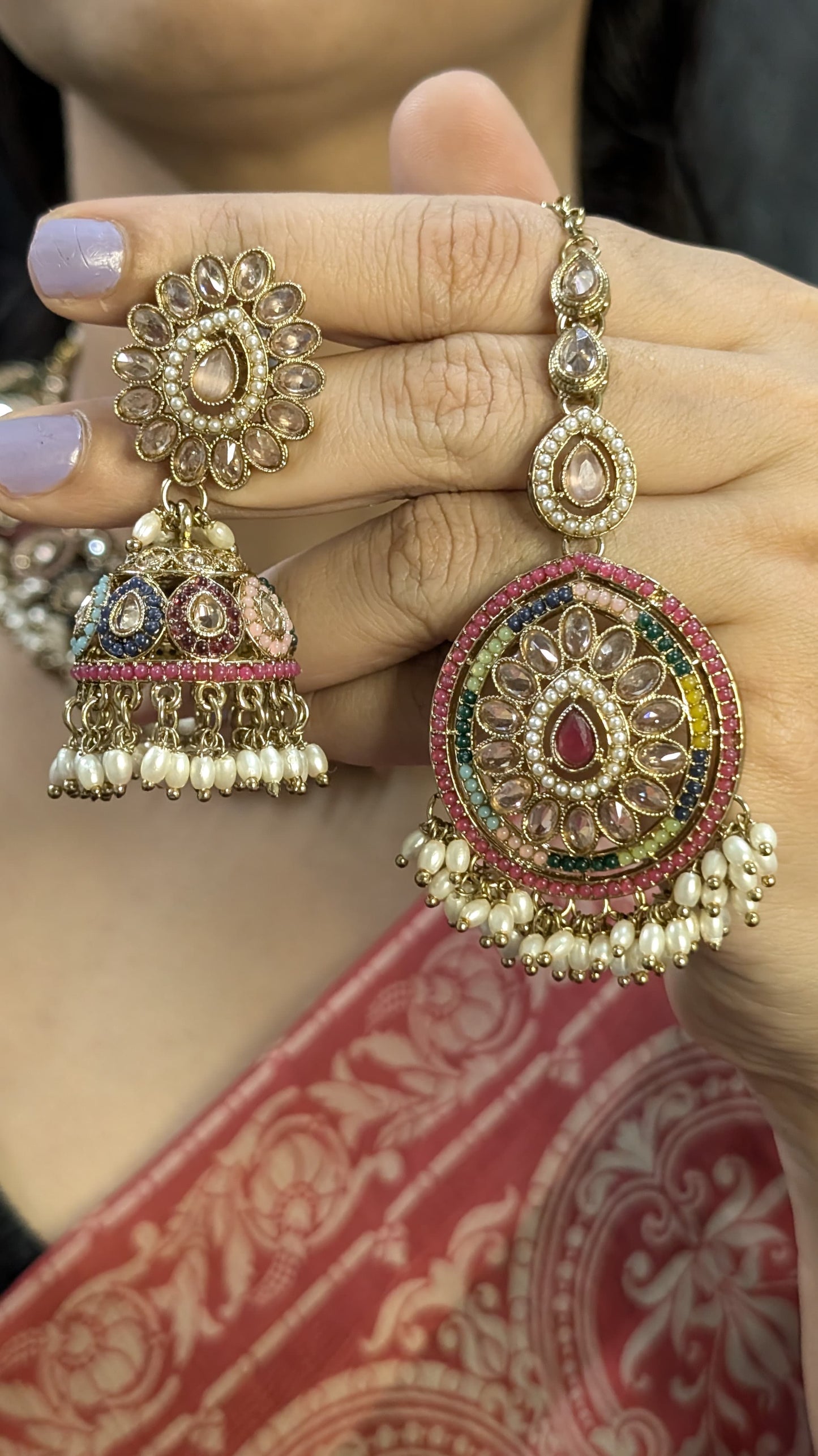 Premium Quality Multicolored kundan with Matching Earrings and Maangtikka