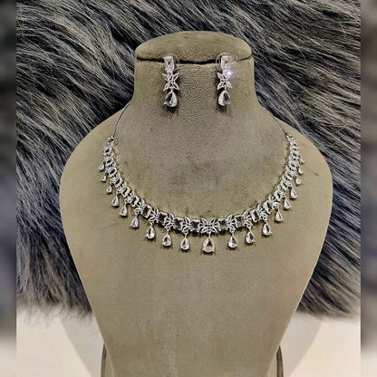 Elegant American Diamond Necklace Set with Matching Earrings – Perfect for Every Occasion