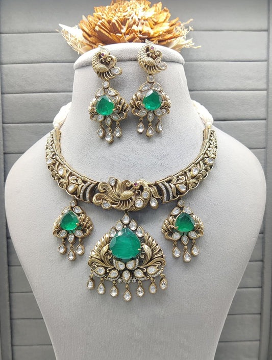 Exquisite Victorian Polished Kundan Necklace Set with Matching Earrings – Premium Quality Jewelry for Special Occasions