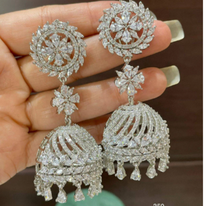 Timeless Elegance Antique American Diamond Earrings that Sparkle with   sagunittujewel