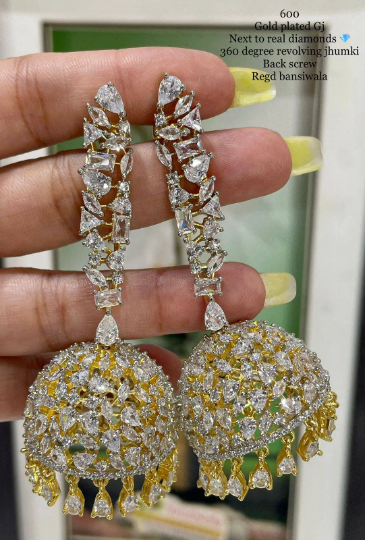 Diamond Luminary: American Diamond Long Jhumka Earrings Collection