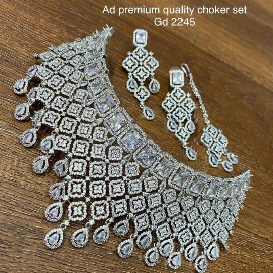 A Touch of Luxury: American Diamond Necklace and Earrings Set