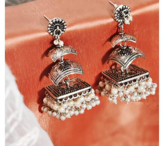 Vintage look Oxidized jhumka earring, Afghani jhumka,oxidized jhumka