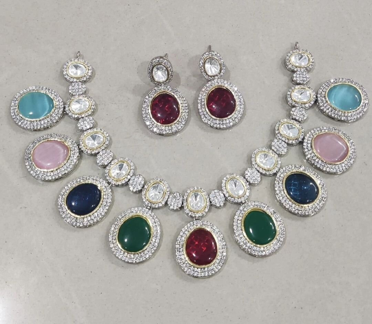 High  Quality pure brass kundan necklace with Earrings jewelry set , kundan neckpiece , indian jewelry