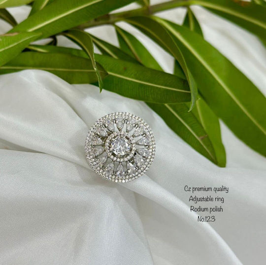 Infinite Elegance: American Diamond Adjustable Engagement and Wedding Ring Set