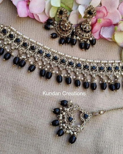 Exquisite Lavender Polki Kundan Choker Set - A Stunning Piece of Punjabi and Indian Jewelry