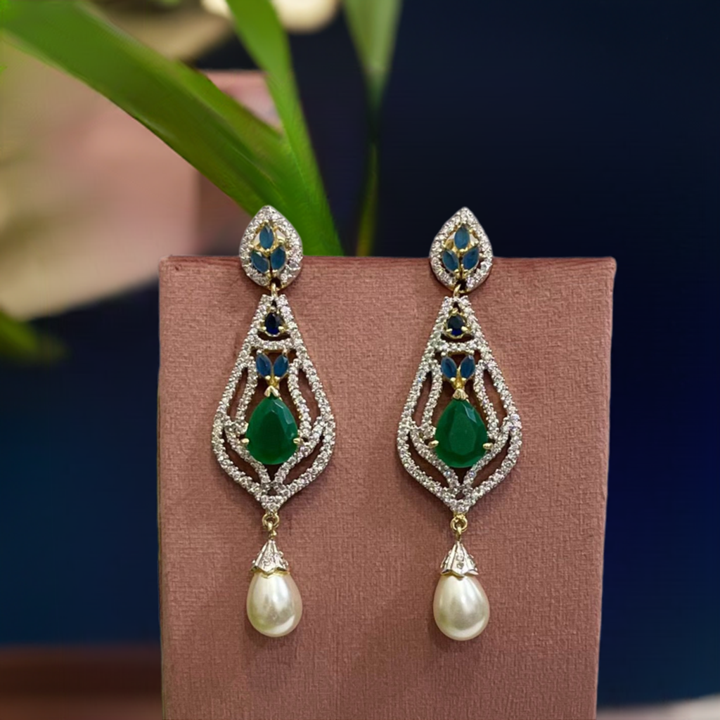 American Diamond Earrings jewellery , indian earrings , cz earrings set