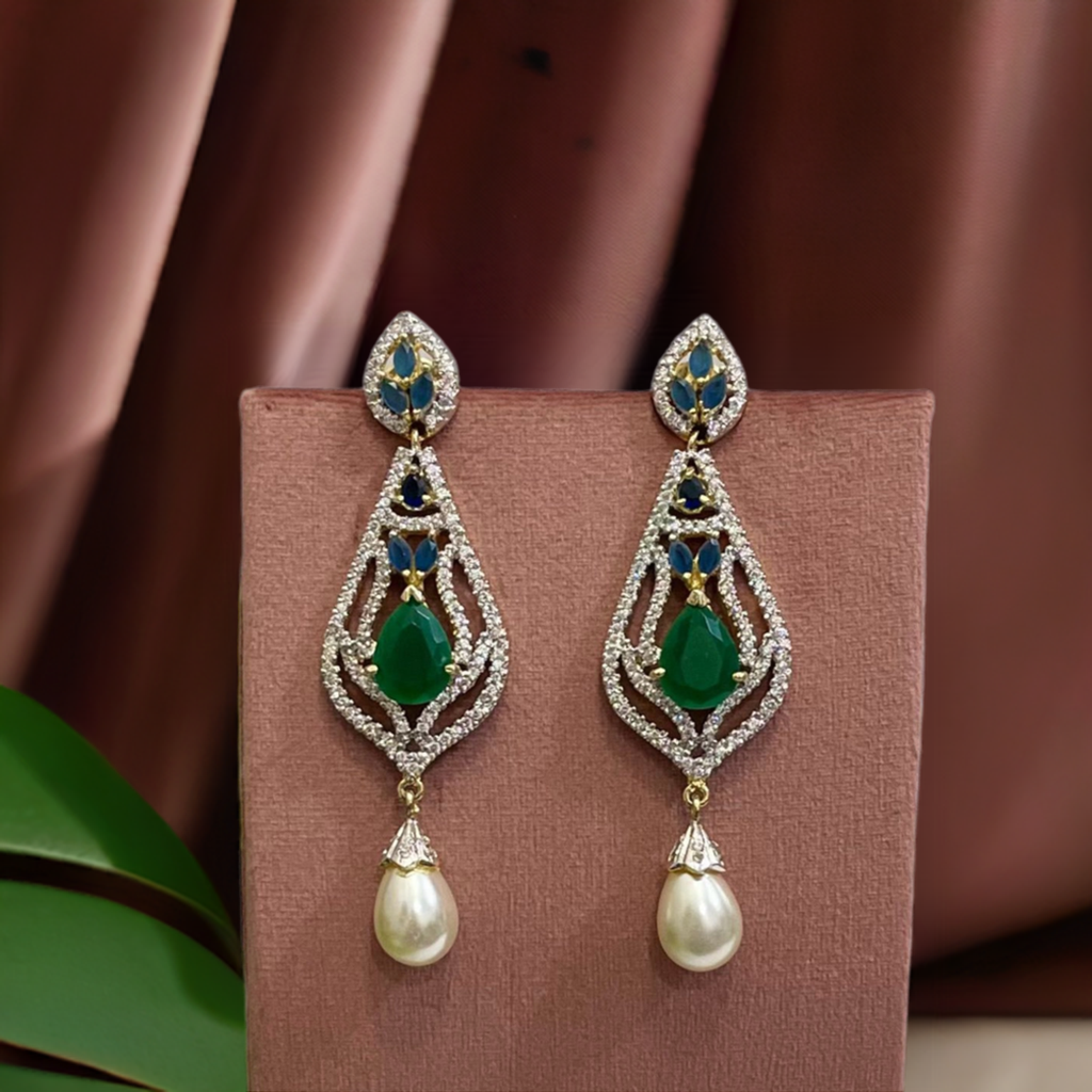 American Diamond Earrings jewellery , indian earrings , cz earrings set