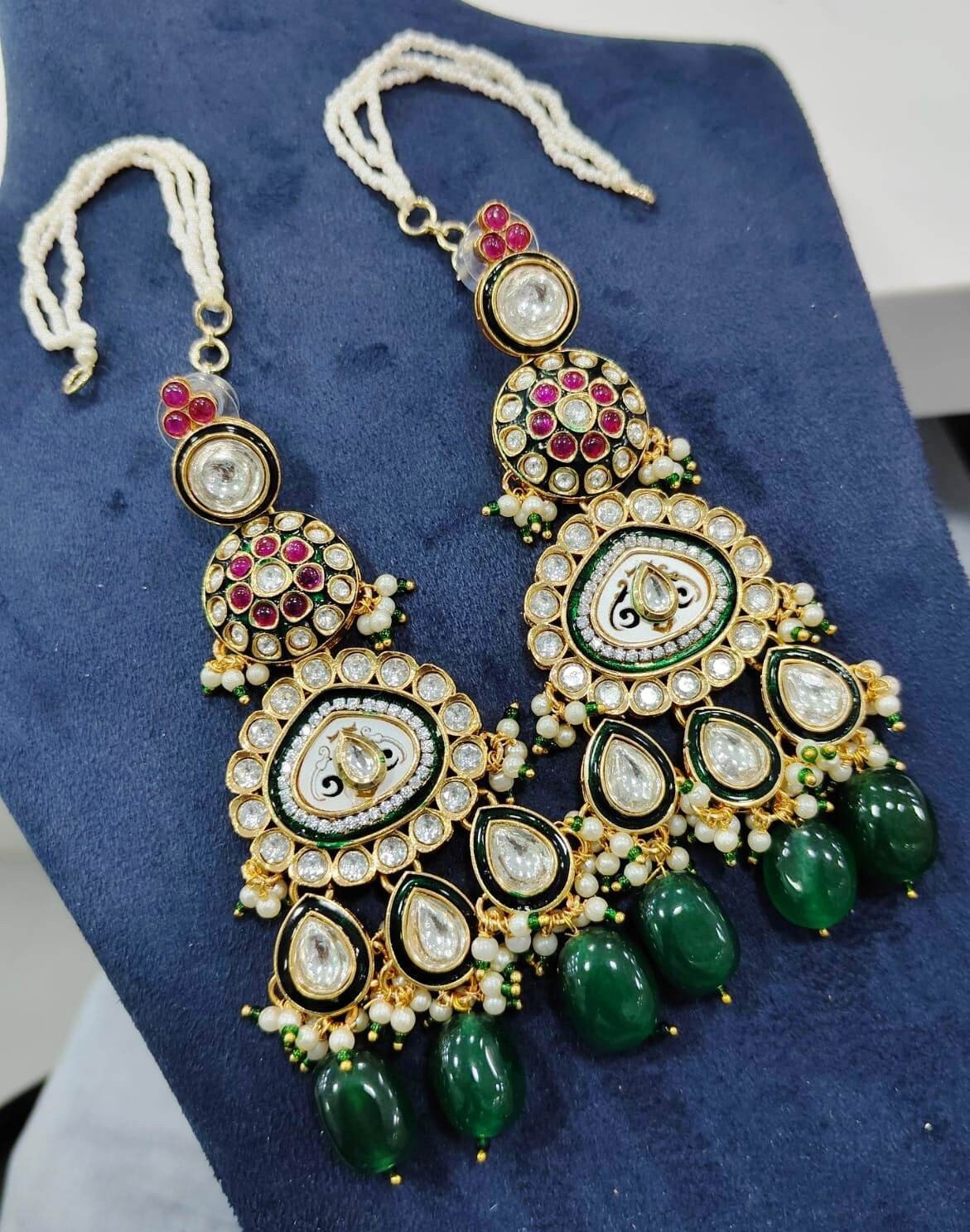 Kundan Earrings: Monalisa Bead Indian Jewelry