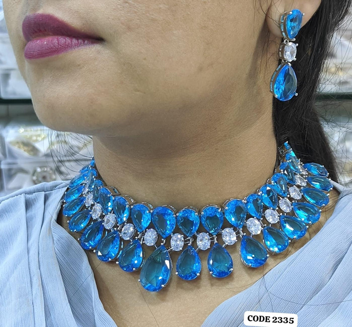 American Diamond Necklace & Earrings Set | Bridal Jewelry