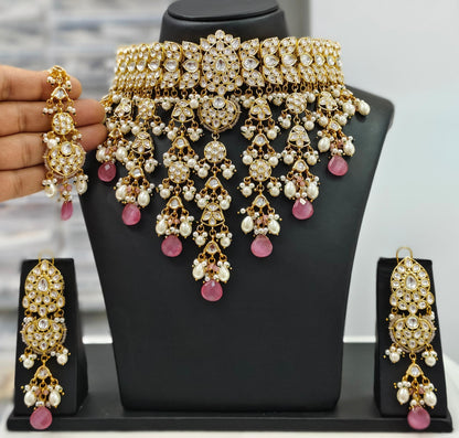 Elegant Kundan Chandbali Necklace Set: Indian Bridal Jewelry