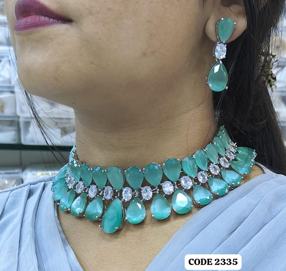 American Diamond Necklace & Earrings Set | Bridal Jewelry