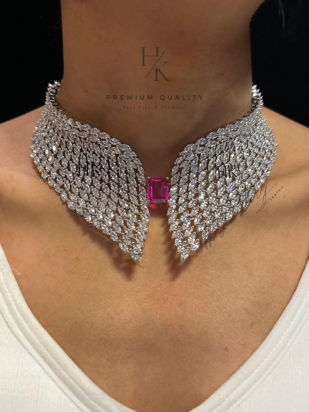 American Diamond Necklace & Earrings Set: Elegant AD Jewelry, Wedding Wear