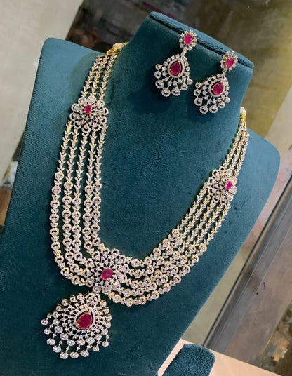 Emerald Replica Choker with 5-Layer Haram and Earrings Set