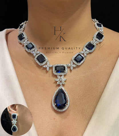 American Diamond Pendant Necklace & Earrings Set: Elegant Indian Jewelry