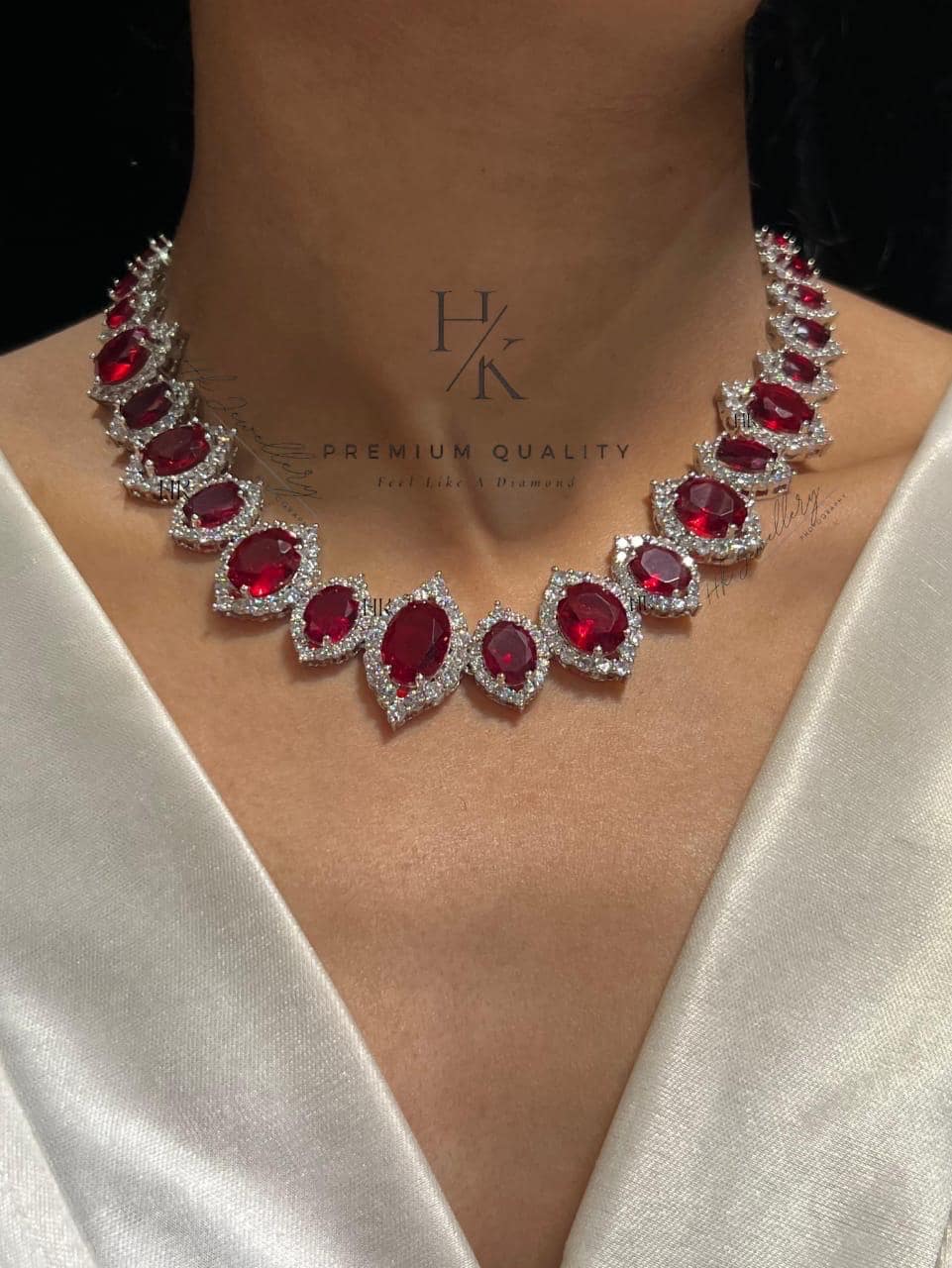 American Diamond Necklace and Earrings Set: Bridal Jewelry