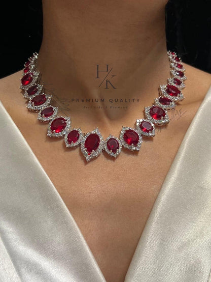 American Diamond Necklace and Earrings Set: Bridal Jewelry
