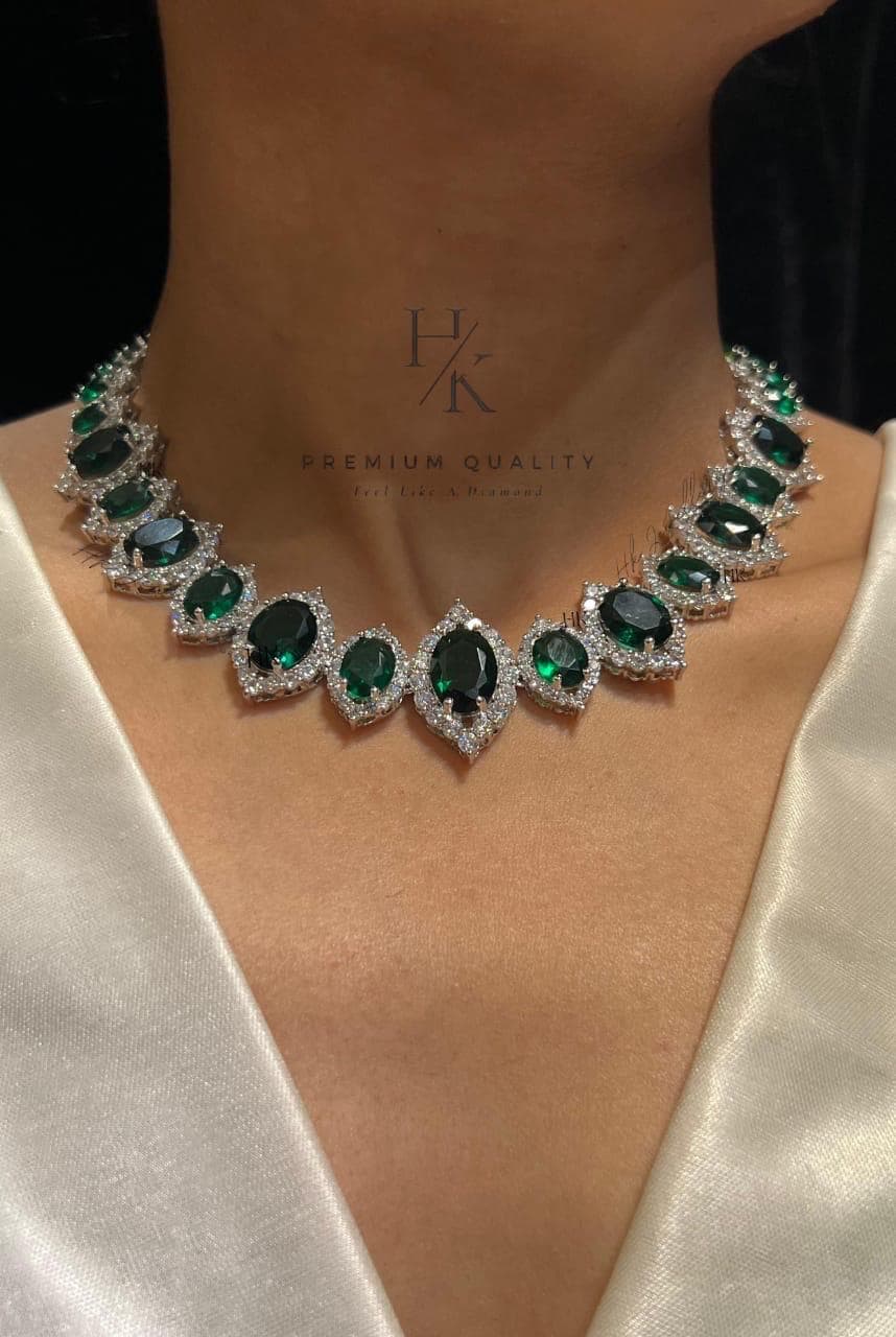 American Diamond Necklace and Earrings Set: Bridal Jewelry