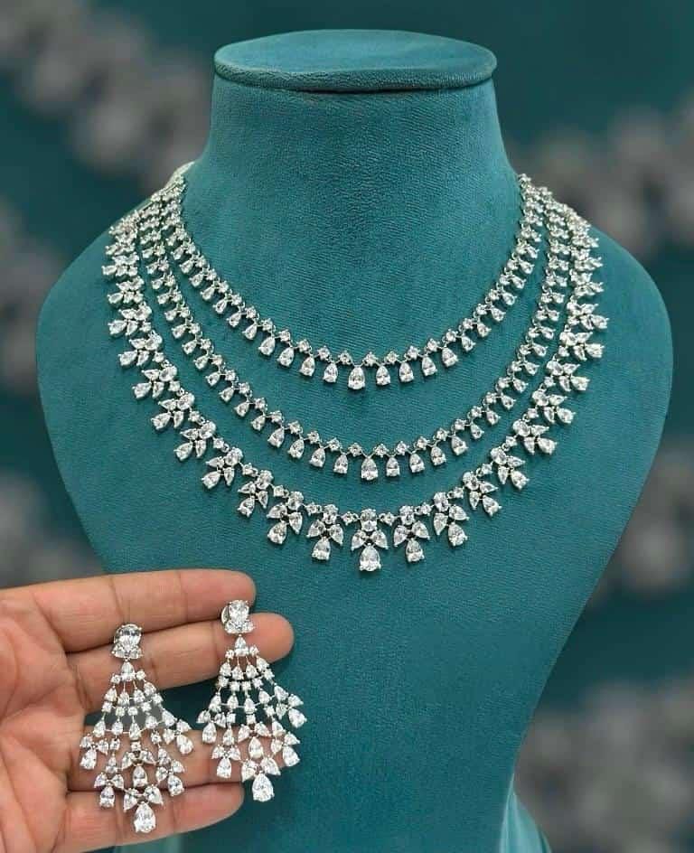 American Diamond Necklace Set: Elegant Bridal Jewelry