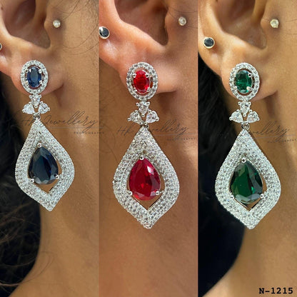 American Diamond Choker Necklace | Teardrop Crystal Bridal Jewelry | Silver Tone Statement Piece