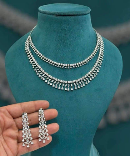 American Diamond Necklace Set – Bridal Jewelry, Elegant Sparkle