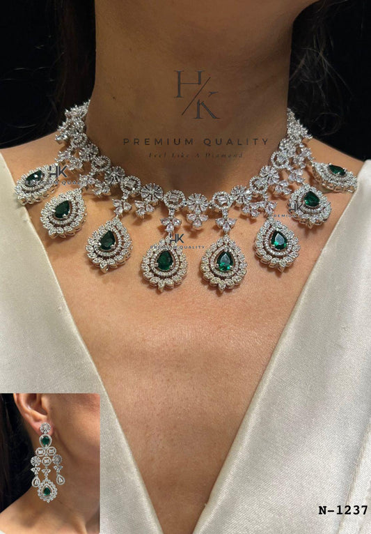 American Diamond Necklace Set: Indian Style Jewelry