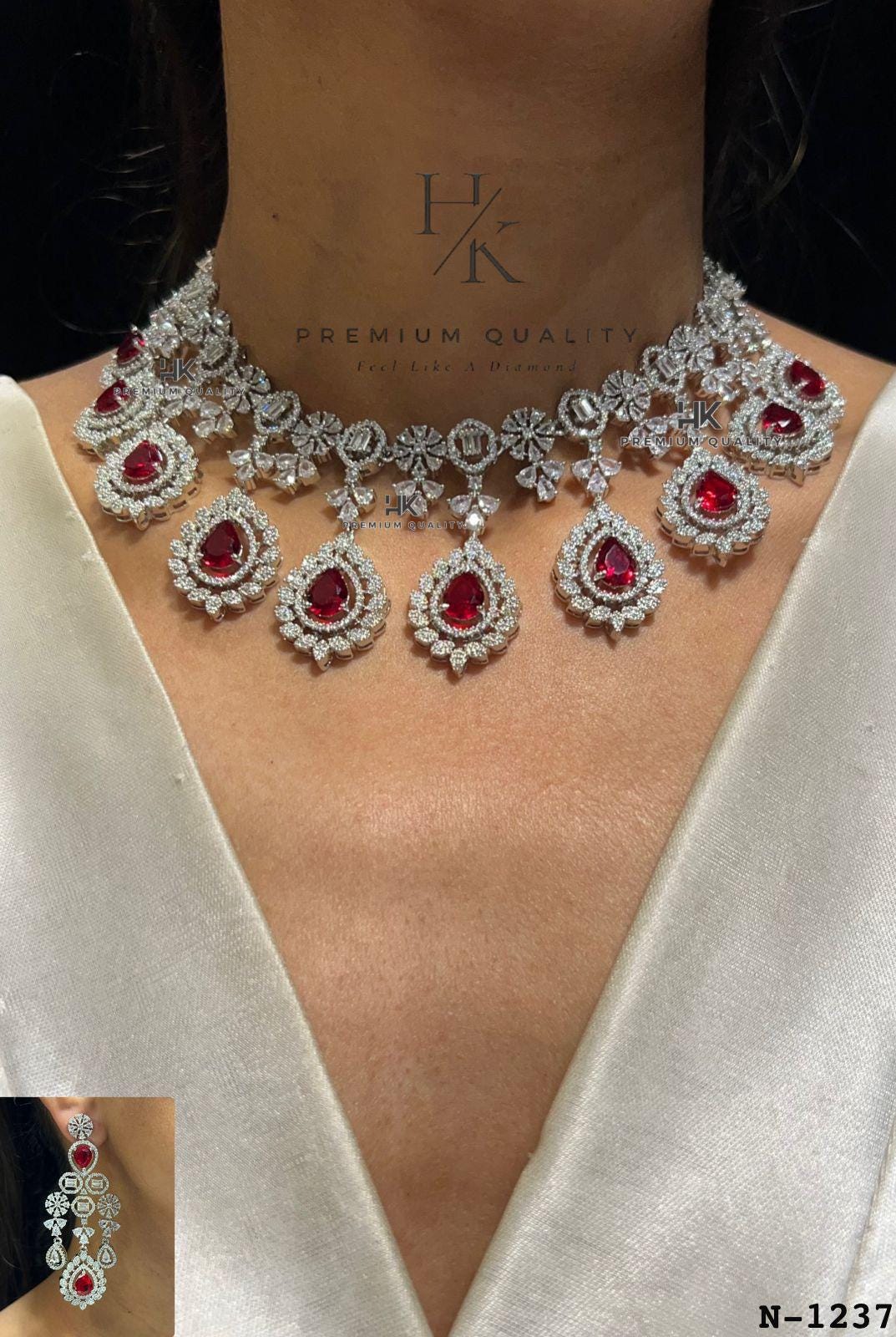 American Diamond Necklace Set: Indian Style Jewelry