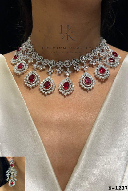 American Diamond Necklace Set: Indian Style Jewelry