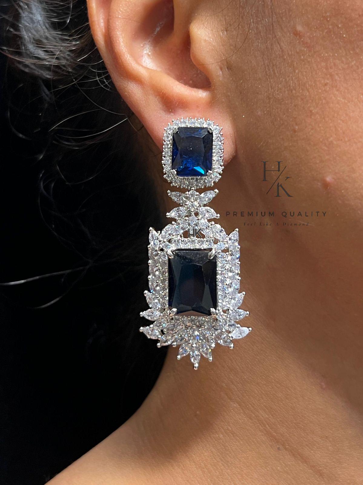 American Diamond Dangle Earrings, Bridal Jewelry