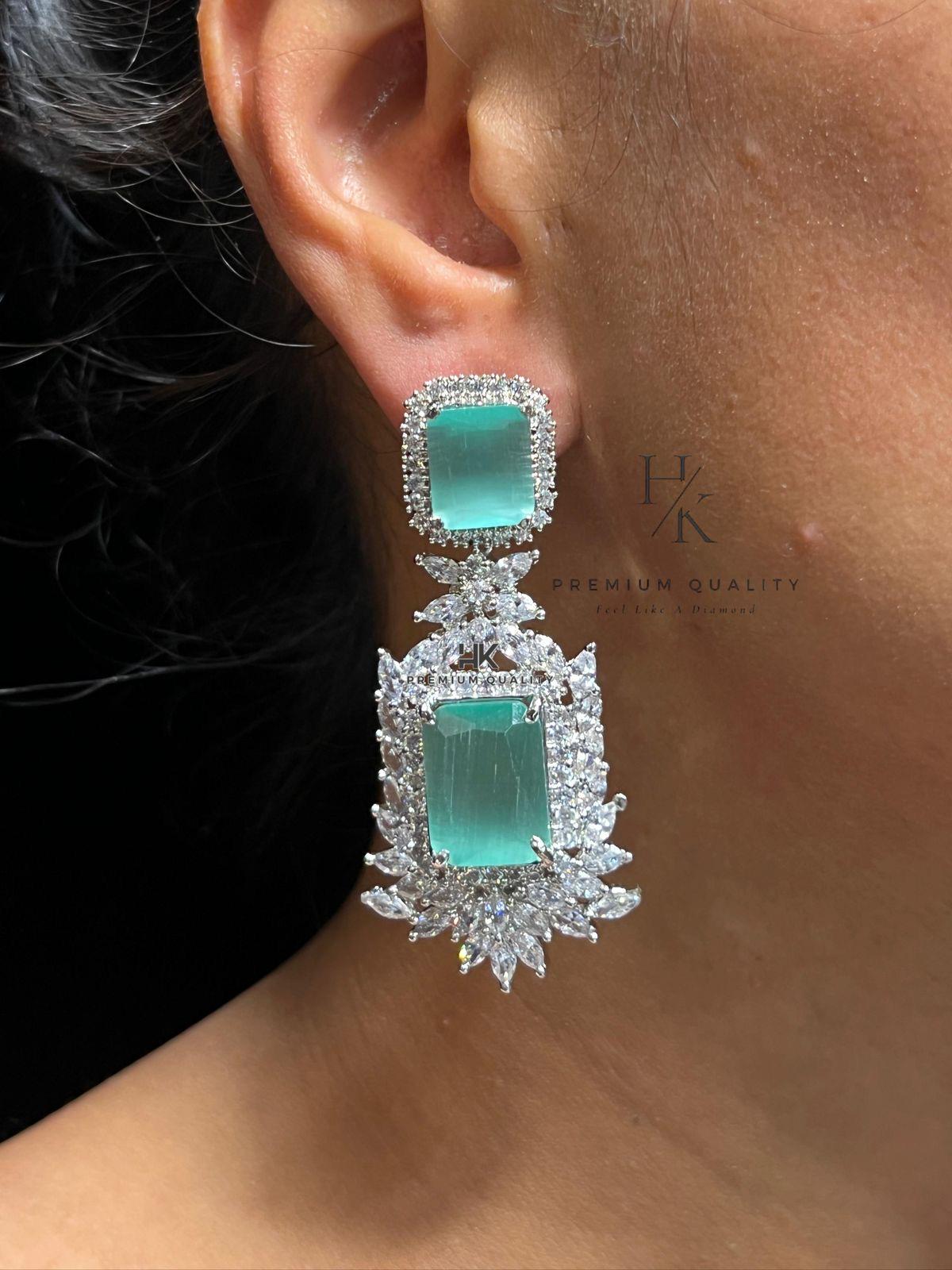 American Diamond Dangle Earrings, Bridal Jewelry