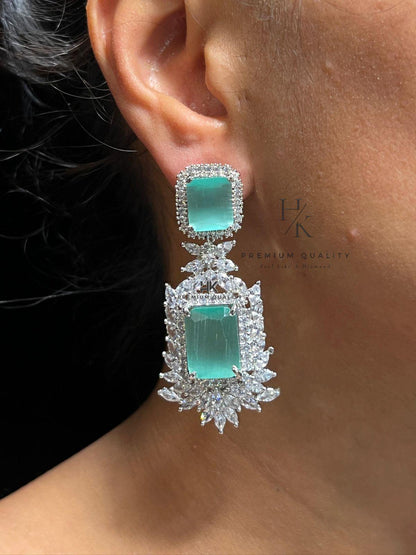 American Diamond Dangle Earrings, Bridal Jewelry
