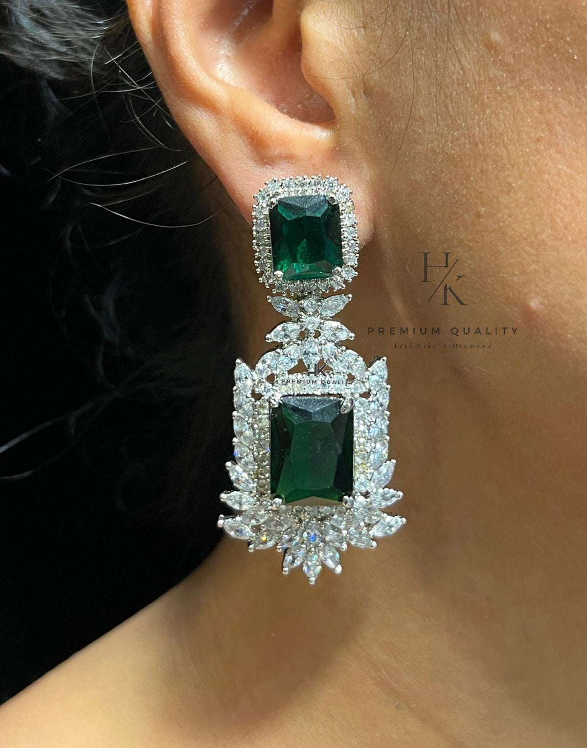 American Diamond Dangle Earrings, Bridal Jewelry