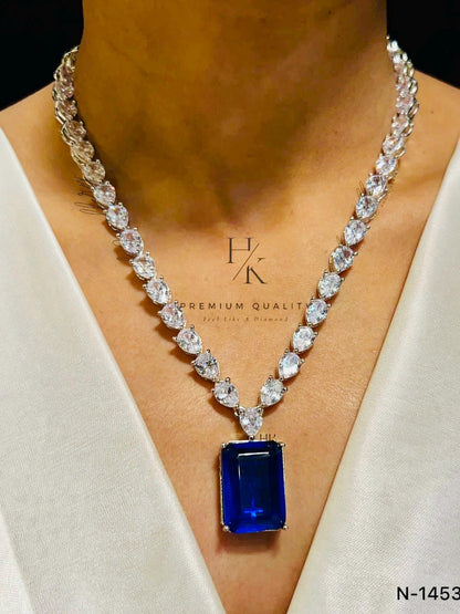 American Diamond Necklace Set: Indian Jewelry with Earrings