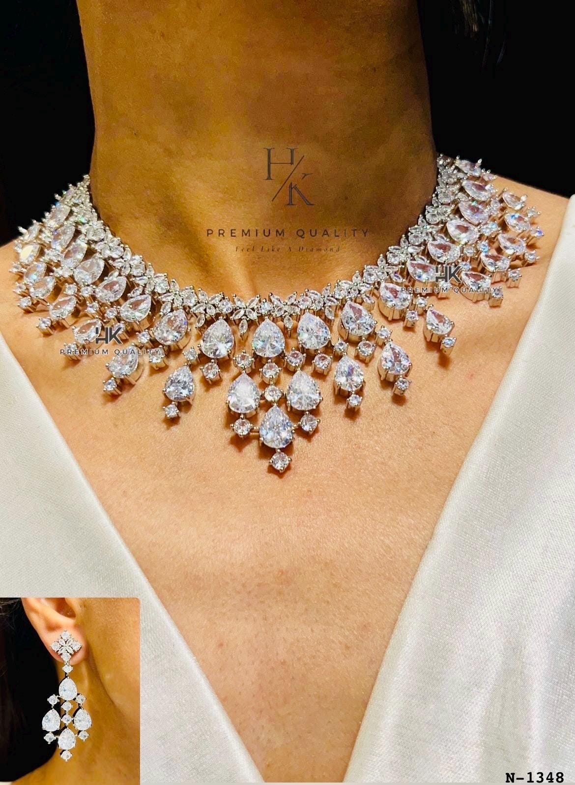 American Diamond Necklace Set: Indian Bridal Jewelry