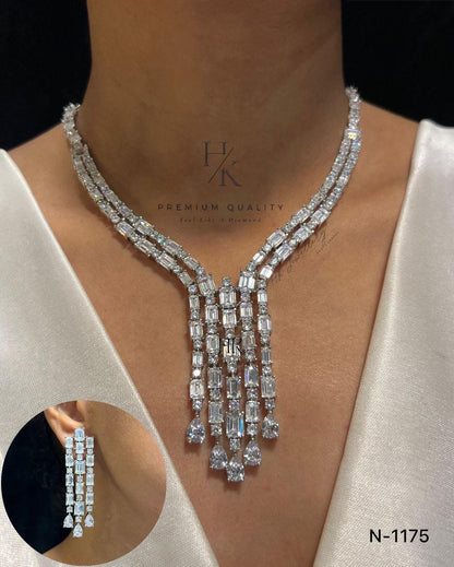 American Diamond Necklace & Earrings Set, Indian Jewelry