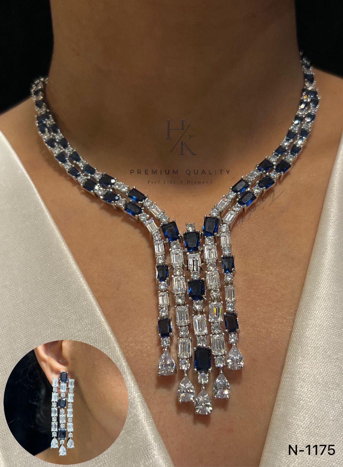 American Diamond Necklace & Earrings Set, Indian Jewelry