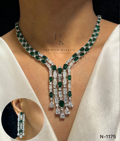 American Diamond Necklace & Earrings Set, Indian Jewelry