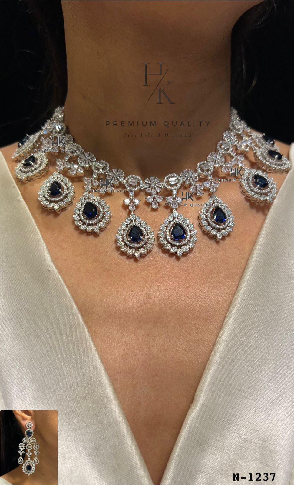 American Diamond Necklace Set: Indian Style Jewelry