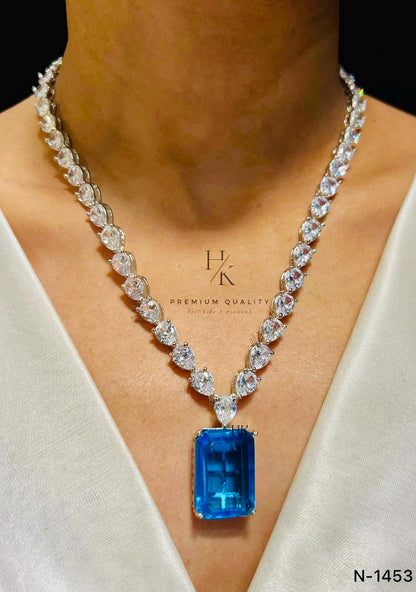 American Diamond Necklace Set: Indian Jewelry with Earrings
