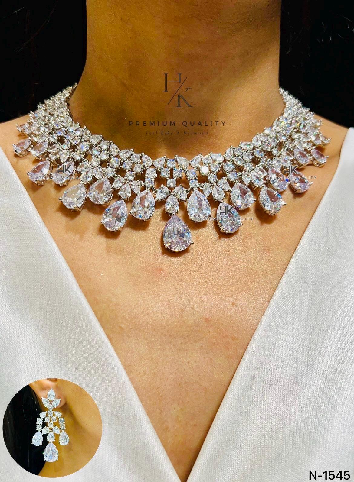 American Diamond Bridal Choker Necklace | Indian Wedding Jewelry Set