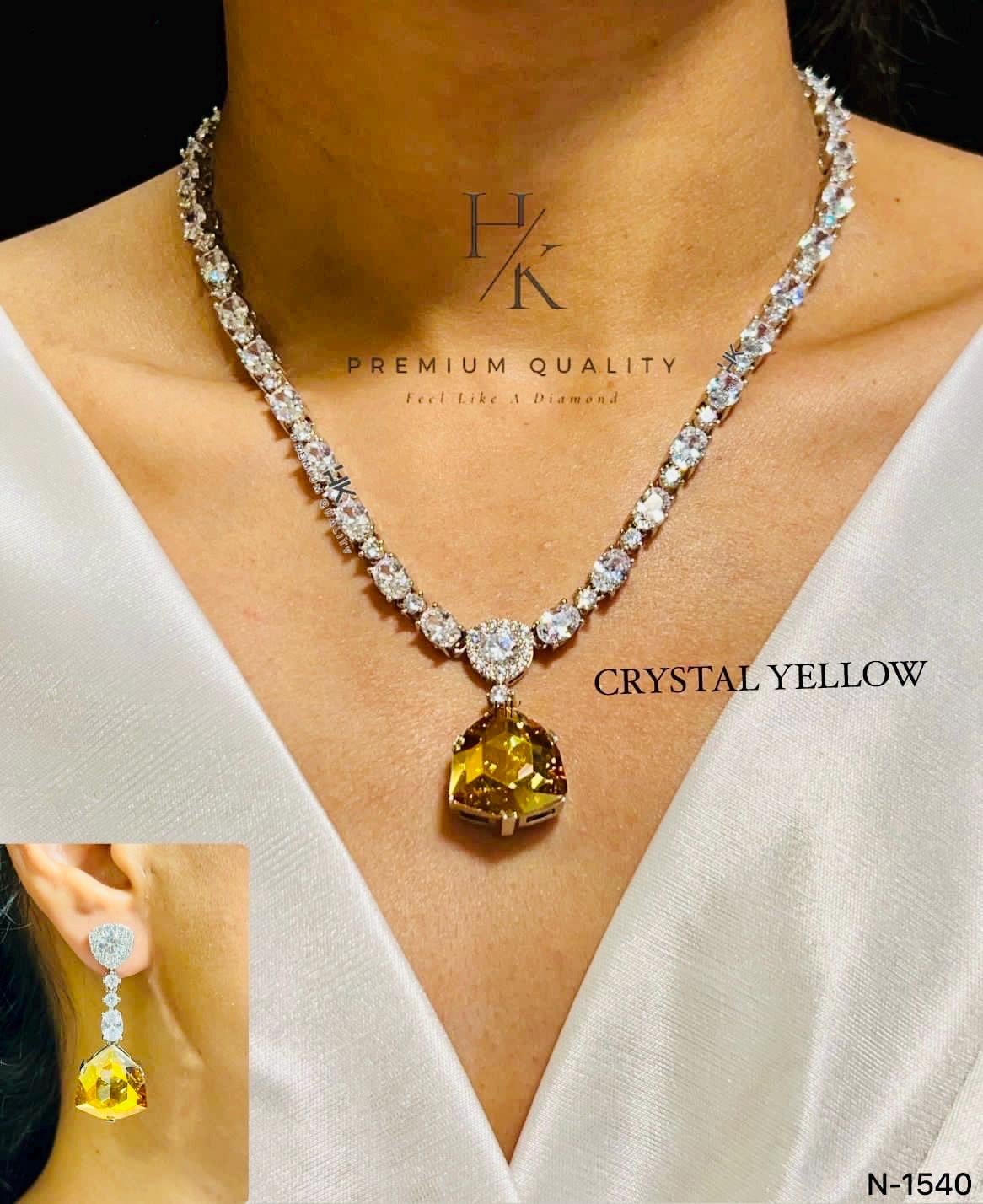 Elegant Crystal Pendant Necklace | Indian Bridal Wedding Jewelry (CZ)