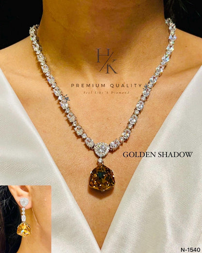 Elegant Crystal Pendant Necklace | Indian Bridal Wedding Jewelry (CZ)