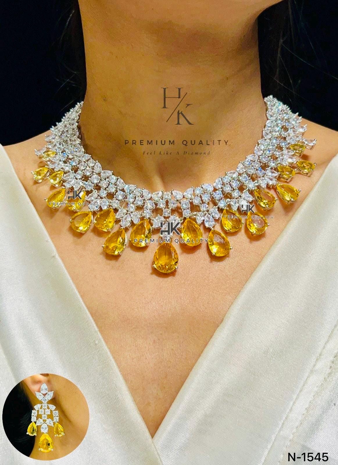 American Diamond Bridal Choker Necklace | Indian Wedding Jewelry Set