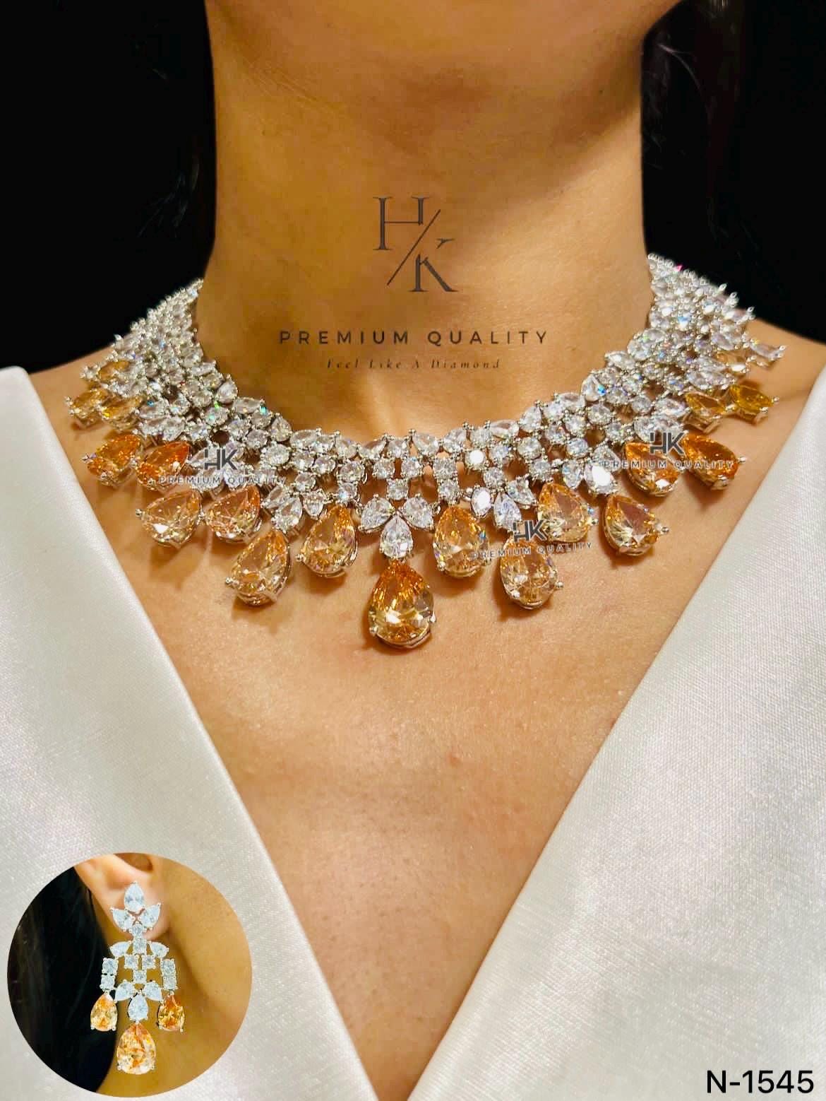 American Diamond Bridal Choker Necklace | Indian Wedding Jewelry Set
