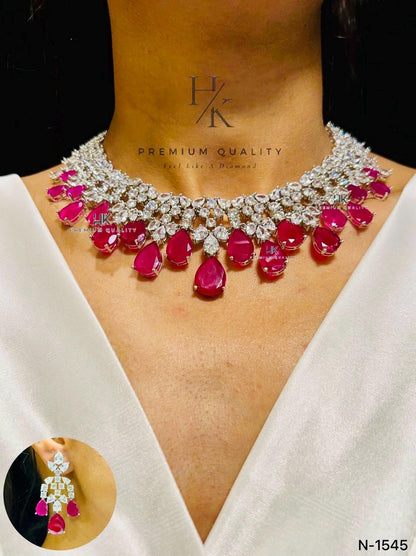 American Diamond Bridal Choker Necklace | Indian Wedding Jewelry Set
