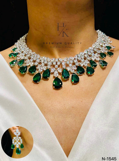 American Diamond Bridal Choker Necklace | Indian Wedding Jewelry Set